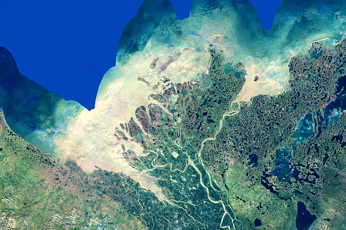 Mackenzie River: satellite view of the mouth