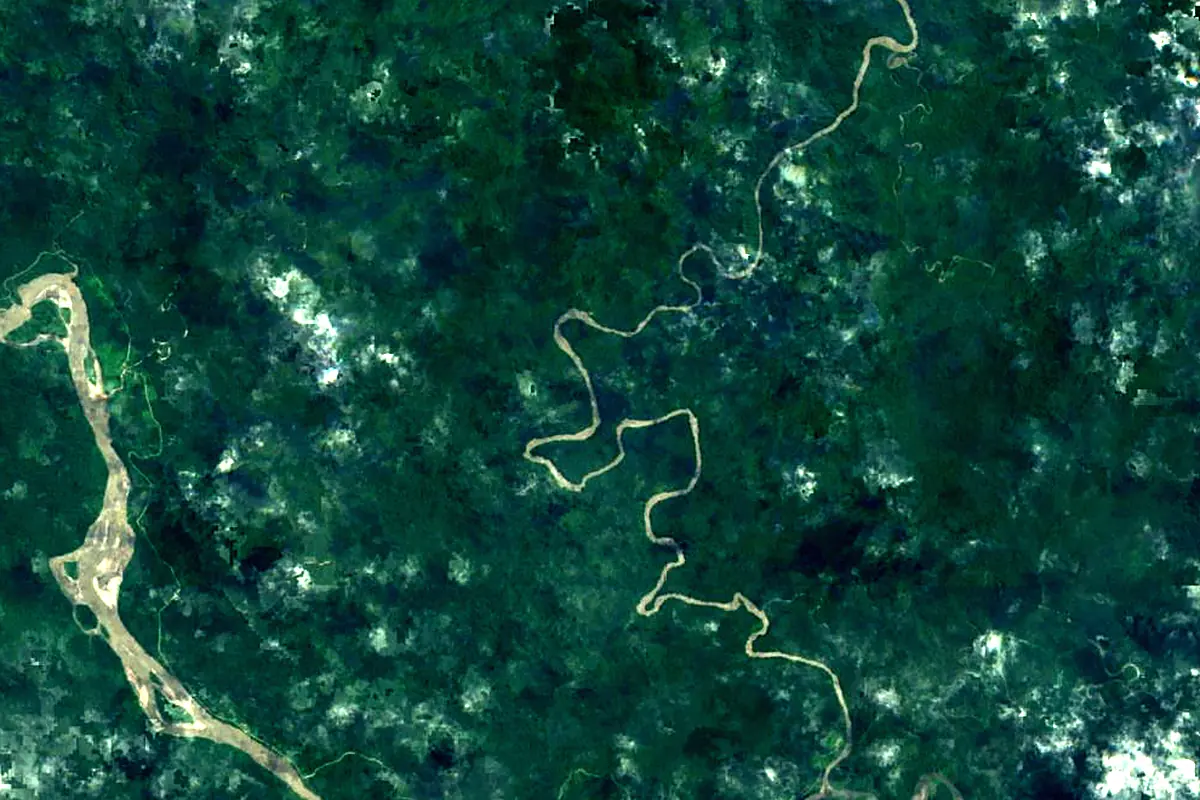 Mamberamo River: satellite view of the source