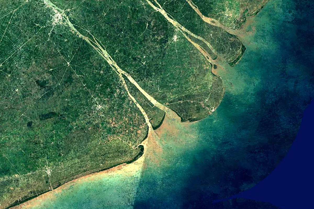 Mekong River: satellite view of the mouth