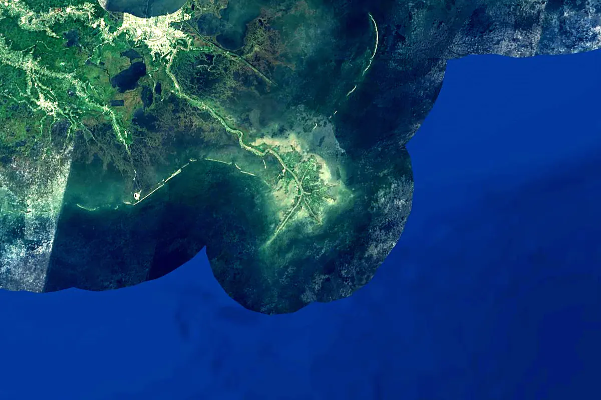 Mississippi River: satellite view of the mouth