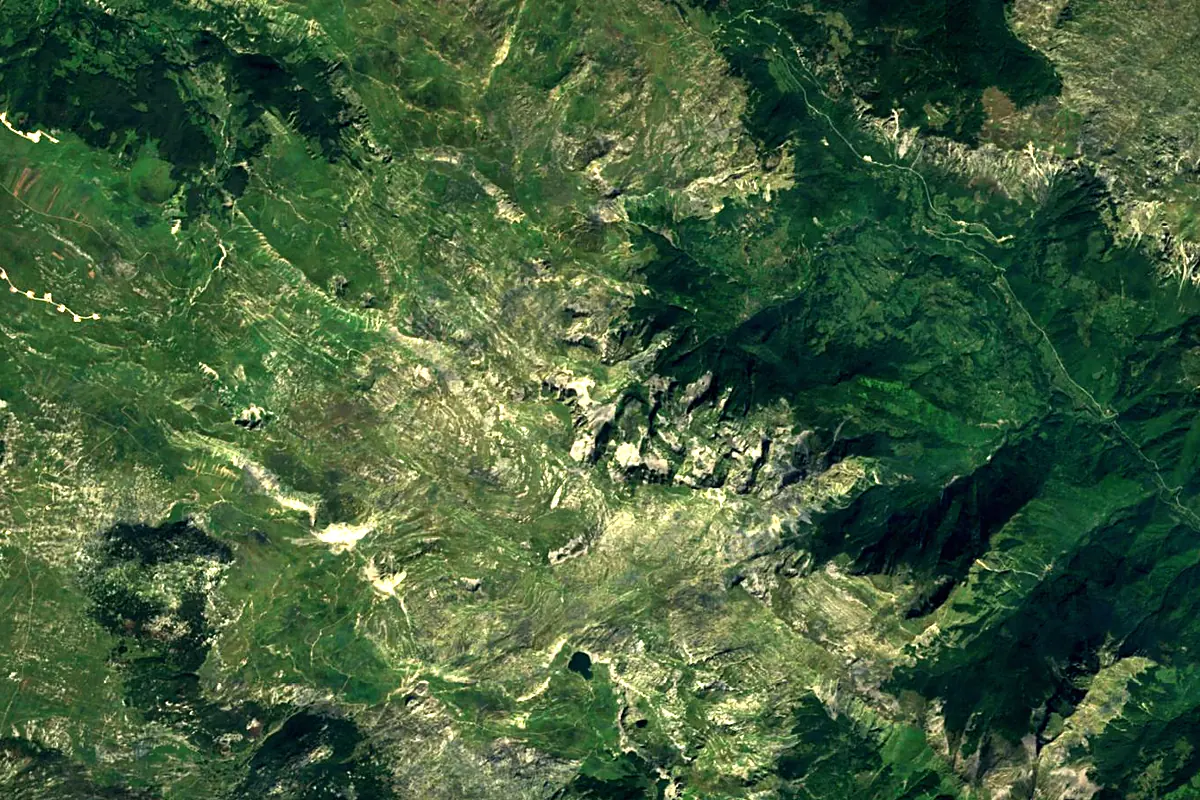 Morača: satellite view of the source