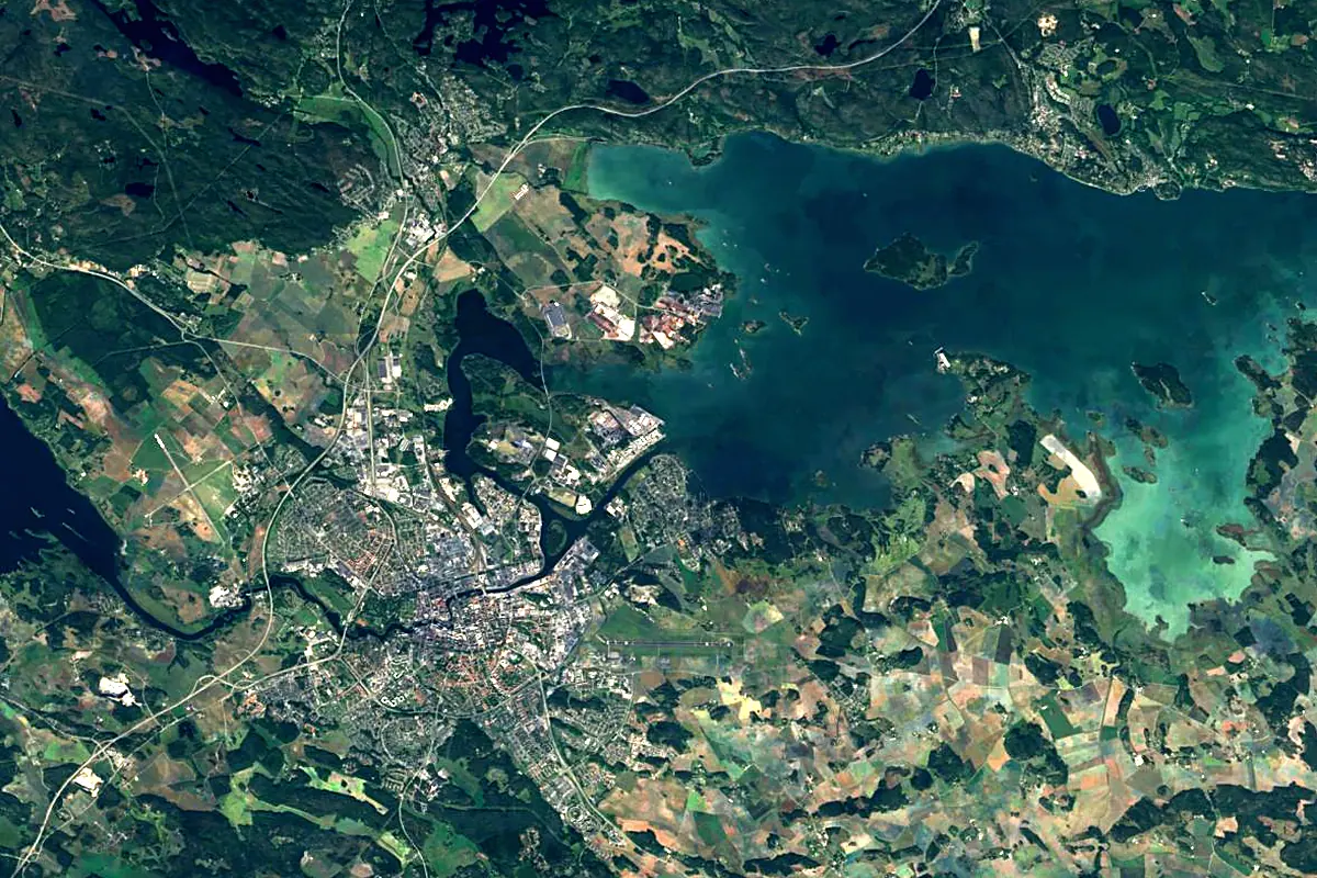 Motala ström: satellite view of the mouth