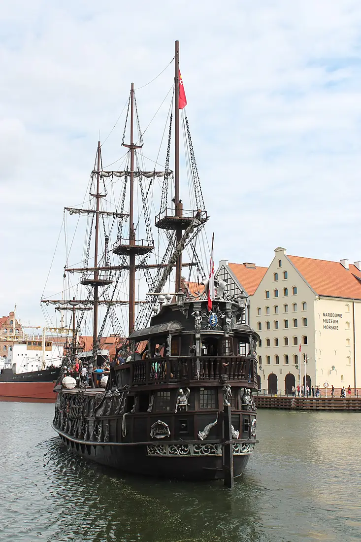 Boat on Motława river in Gdańsk