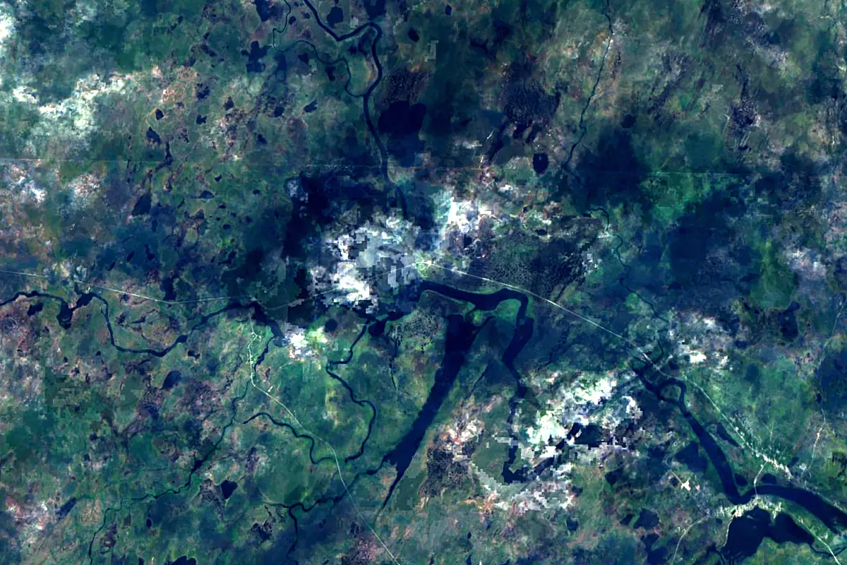 Muonio River: satellite view of the source