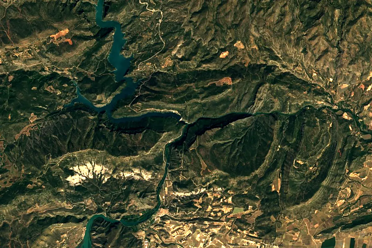Noguera Pallaresa: satellite view of the mouth