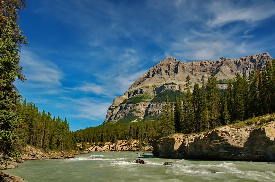 North Saskatchewan River with Peak and Sky -a
