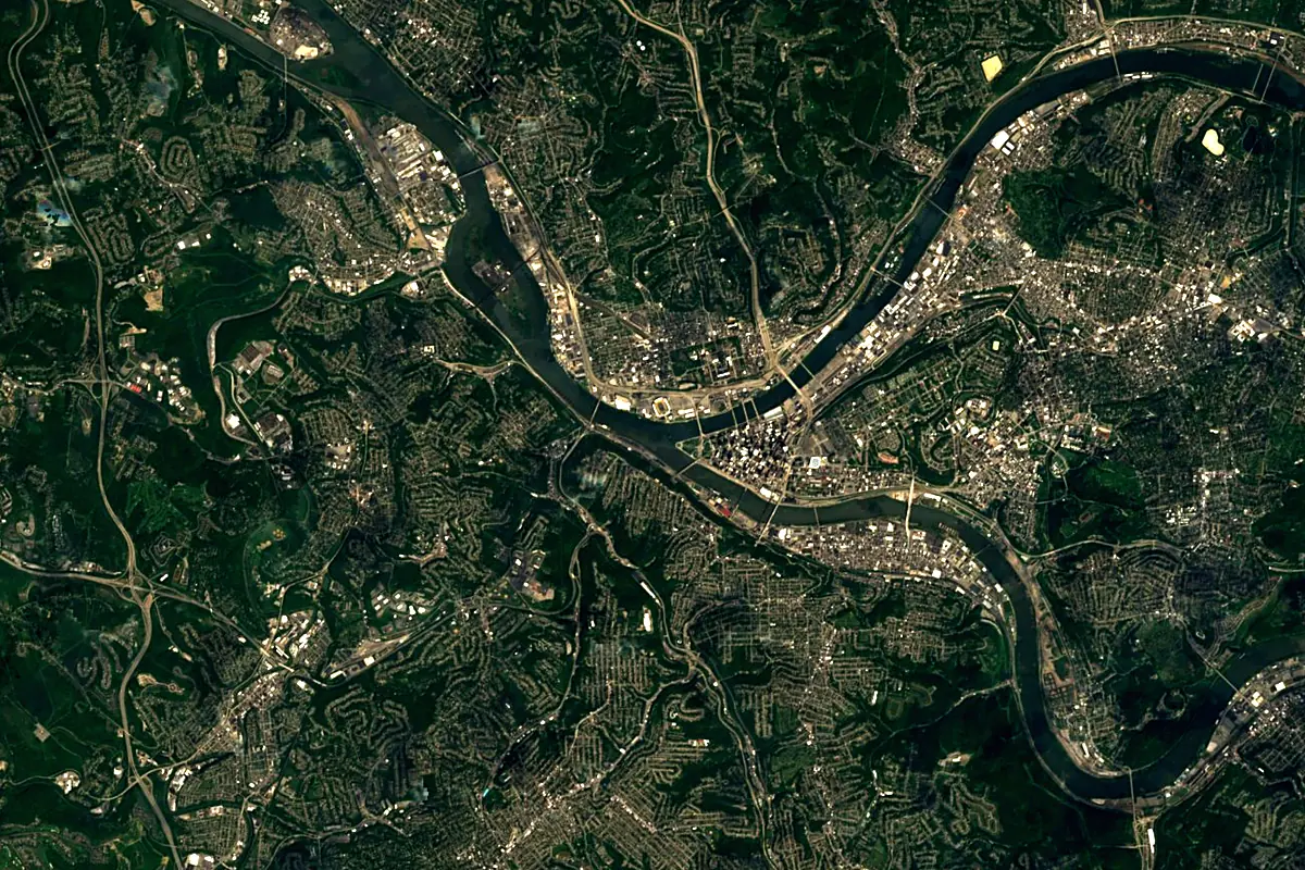Ohio River: satellite view of the source