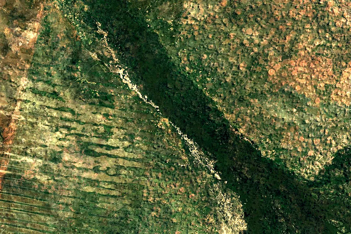 Okavango River: satellite view of the mouth