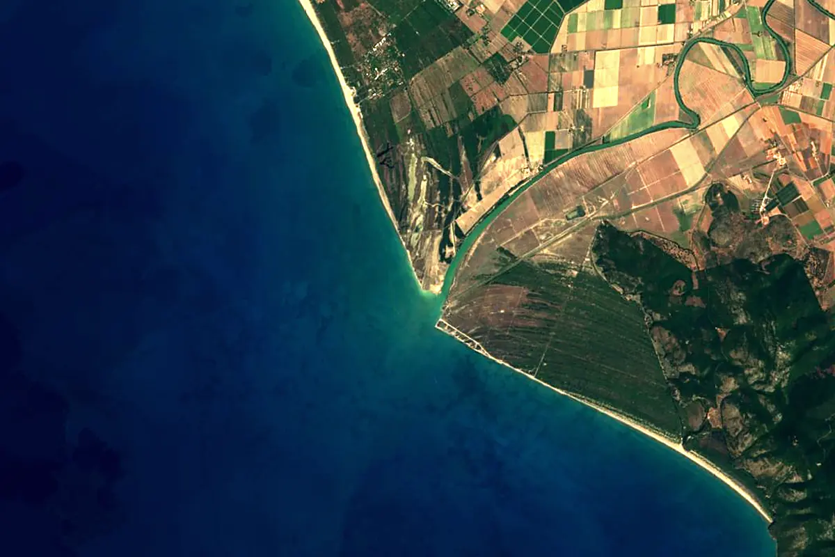 Ombrone: satellite view of the mouth