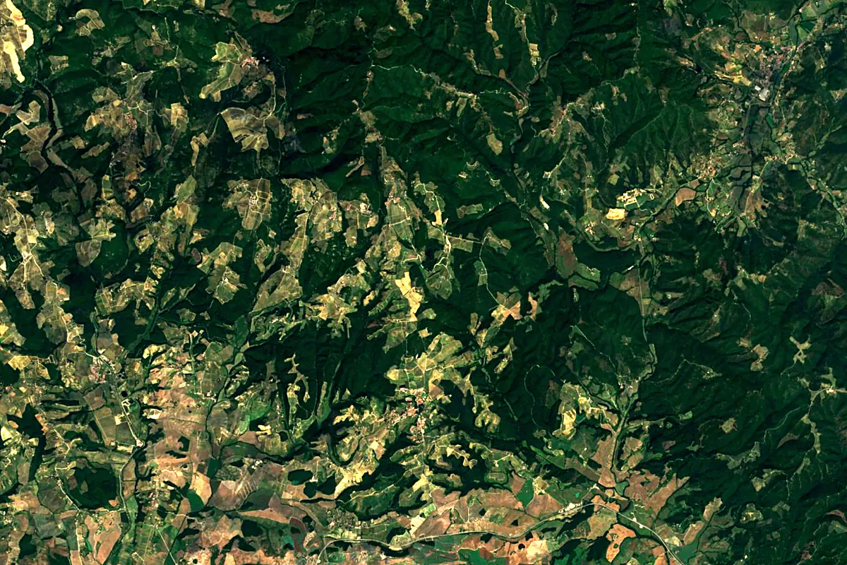 Ombrone: satellite view of the source