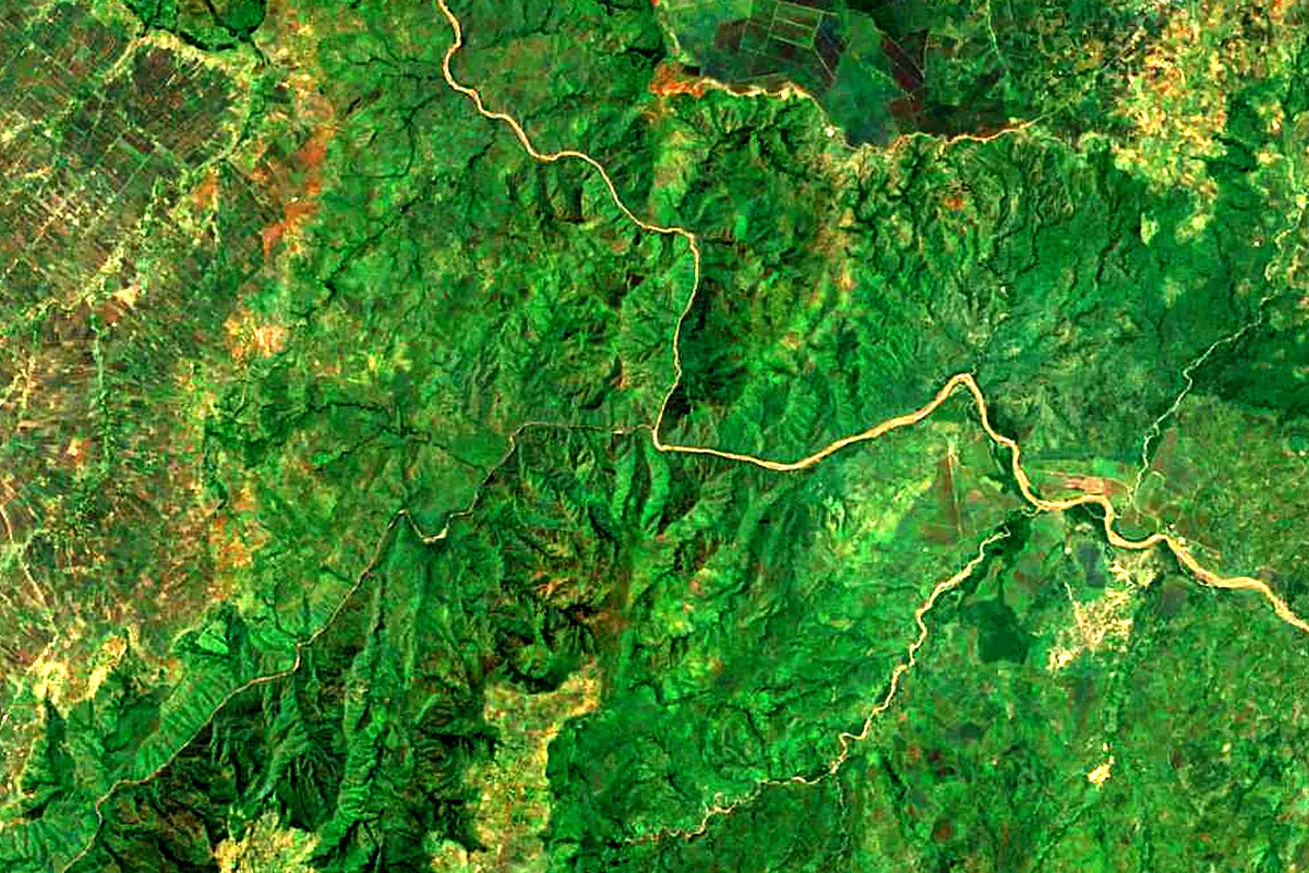 Omo River: satellite view of the source