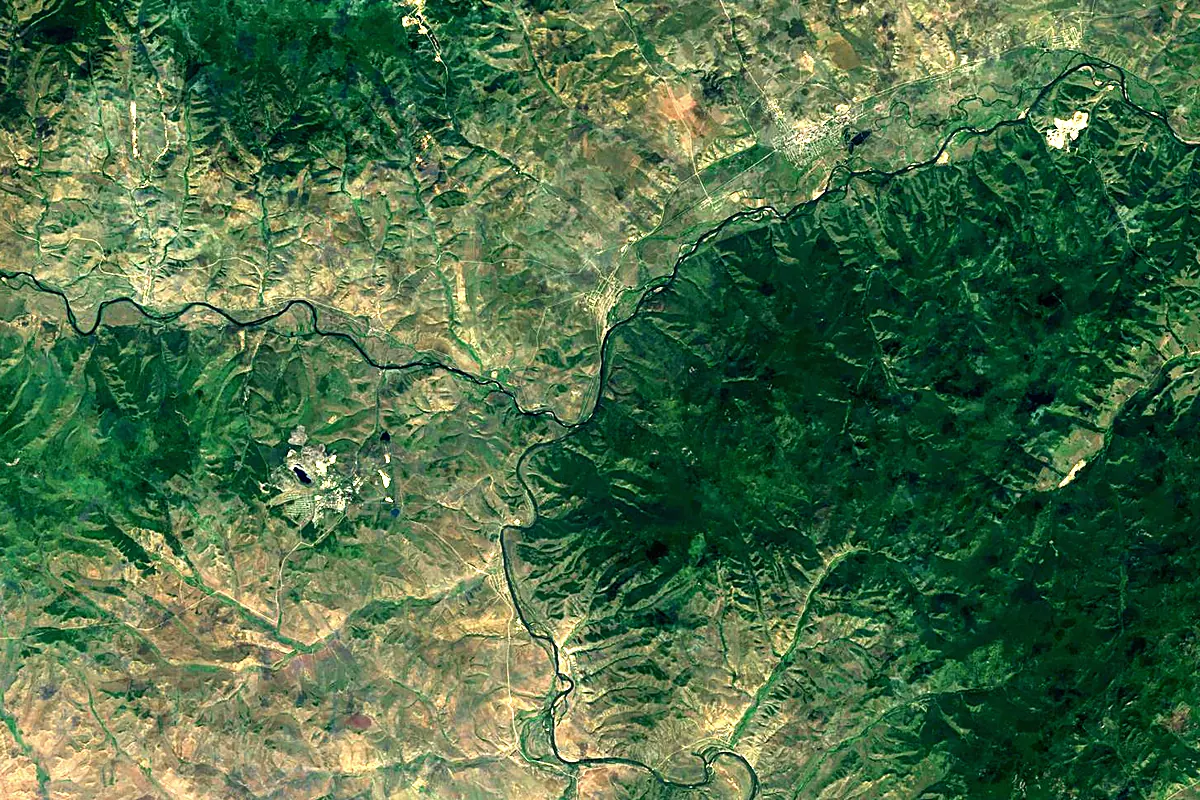 Onon River: satellite view of the mouth