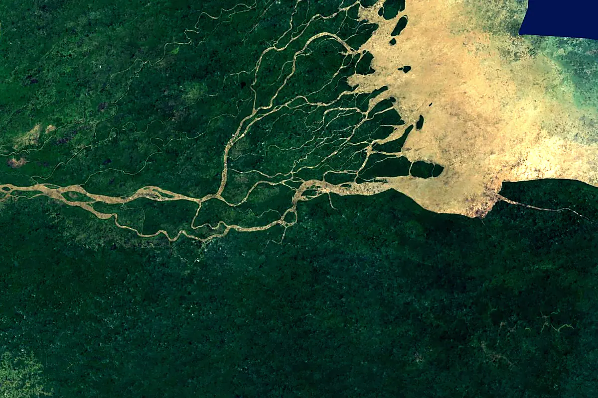 Orinoco River: satellite view of the mouth
