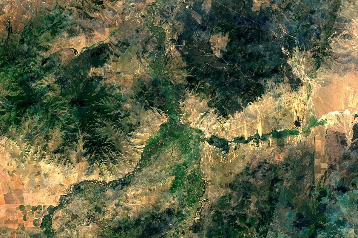 Orkhon River: satellite view of the mouth
