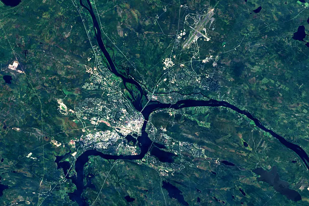 Ounasjoki: satellite view of the mouth
