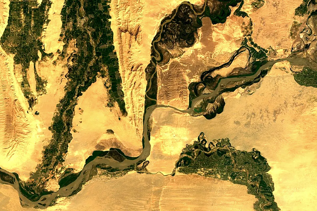 Panj River: satellite view of the mouth