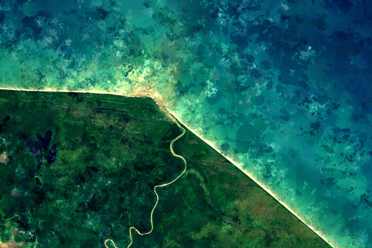 Patuca River: satellite view of the mouth
