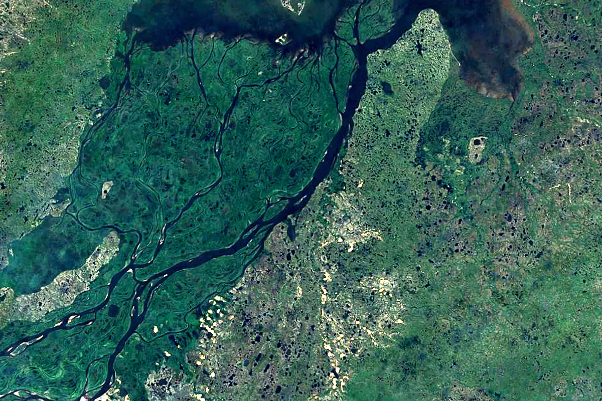 Pechora: satellite view of the mouth