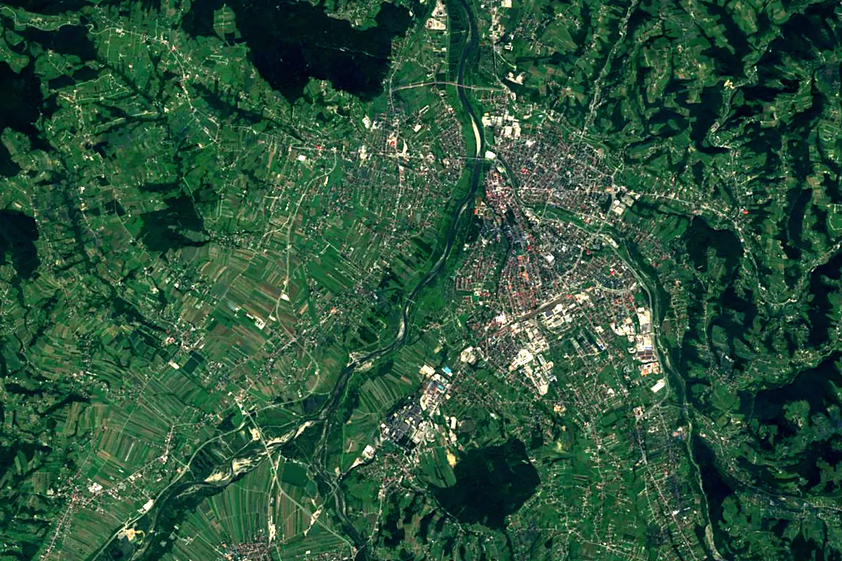Poprad: satellite view of the mouth