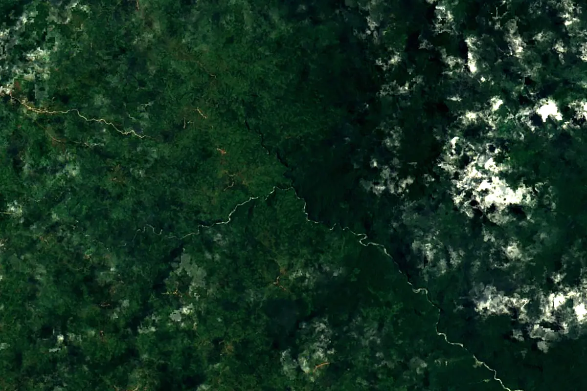 Purari River: satellite view of the source