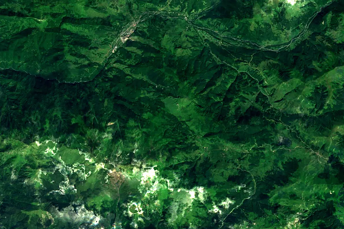 Qvirila River: satellite view of the source