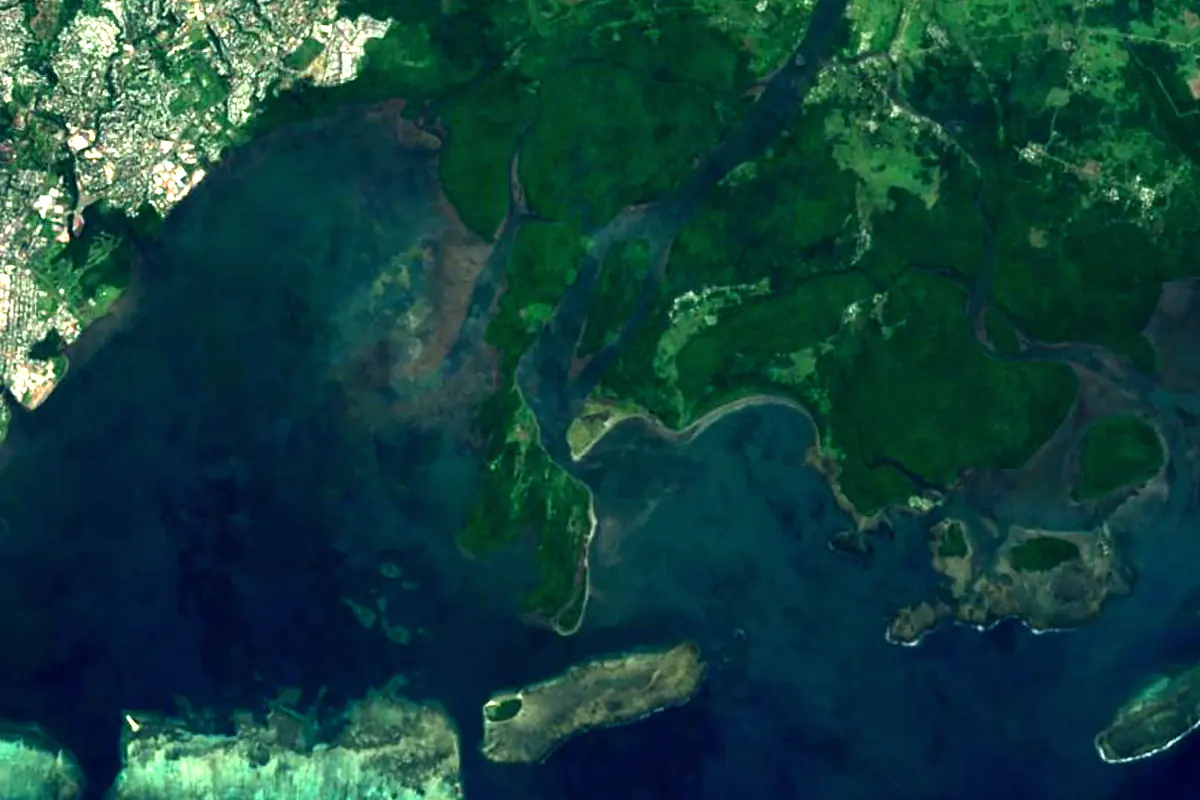 Rewa River: satellite view of the mouth