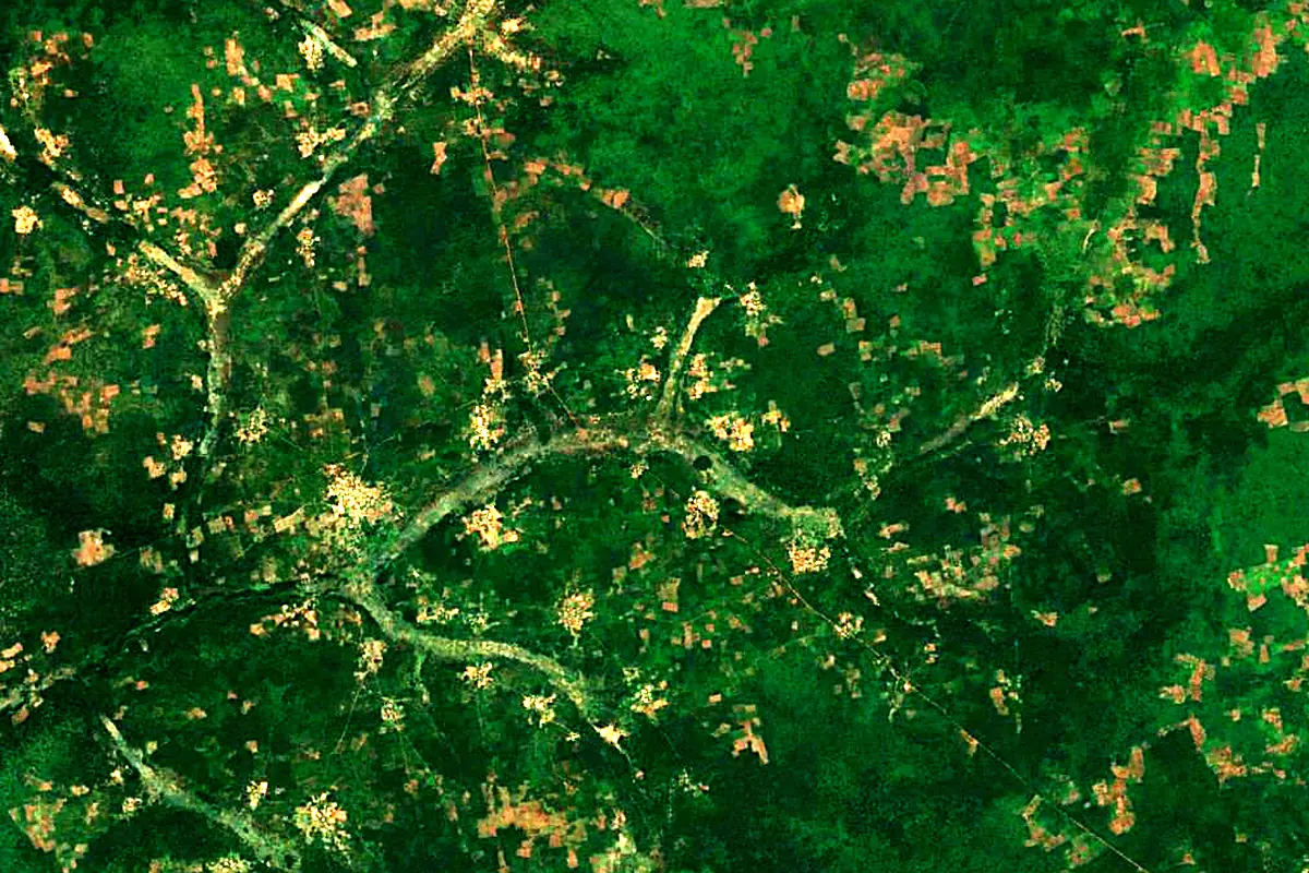 Rio de Canjambari: satellite view of the source