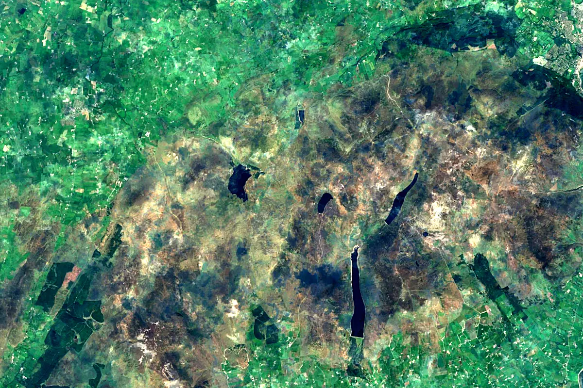 River Bann: satellite view of the source