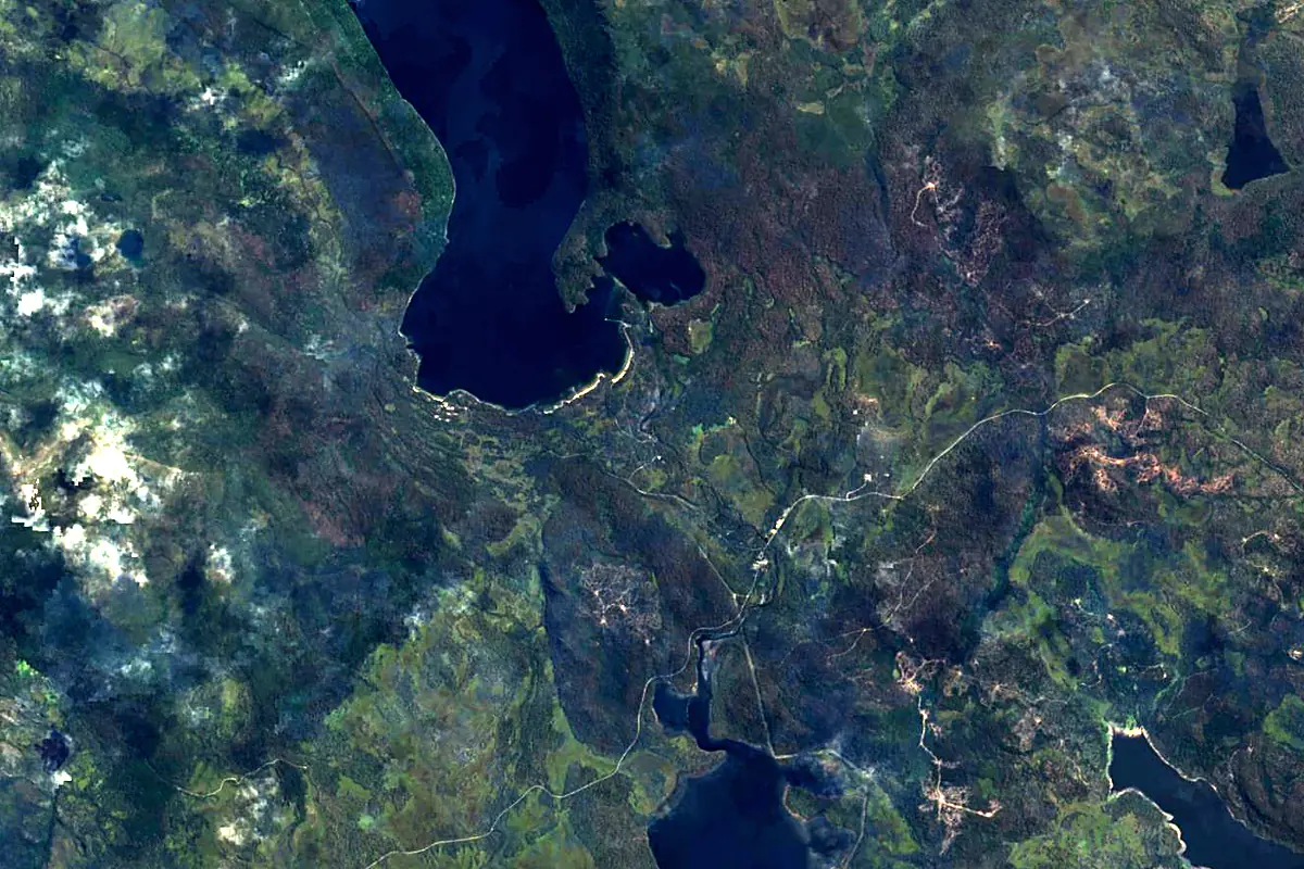 River Derwent: satellite view of the source