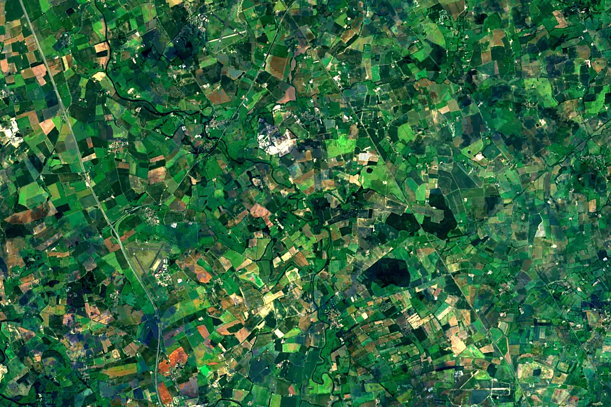 River Ouse: satellite view of the source