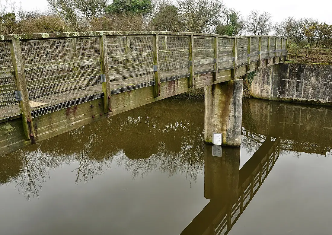 Footbridge over Lower Tamar Lake spillway