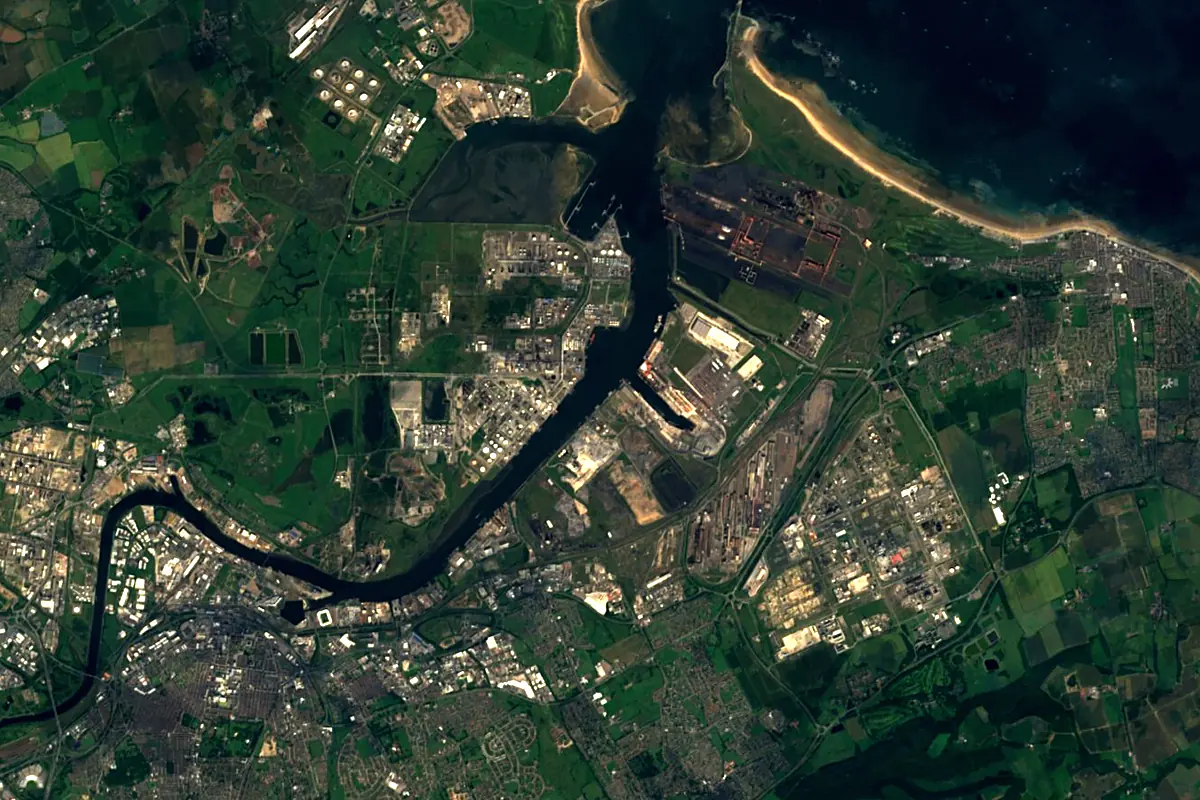 River Tees: satellite view of the mouth