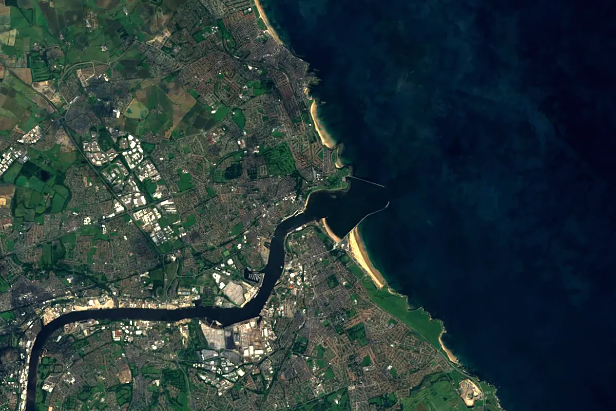 River Tyne: satellite view of the mouth