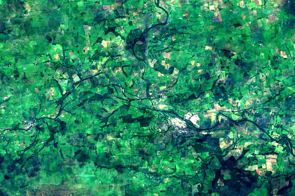 River Tyne: satellite view of the source