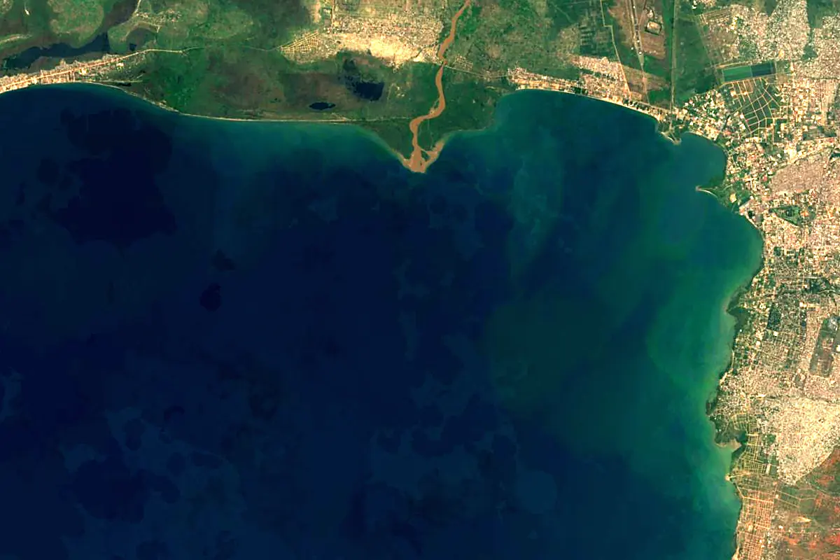 Ruzizi River: satellite view of the mouth
