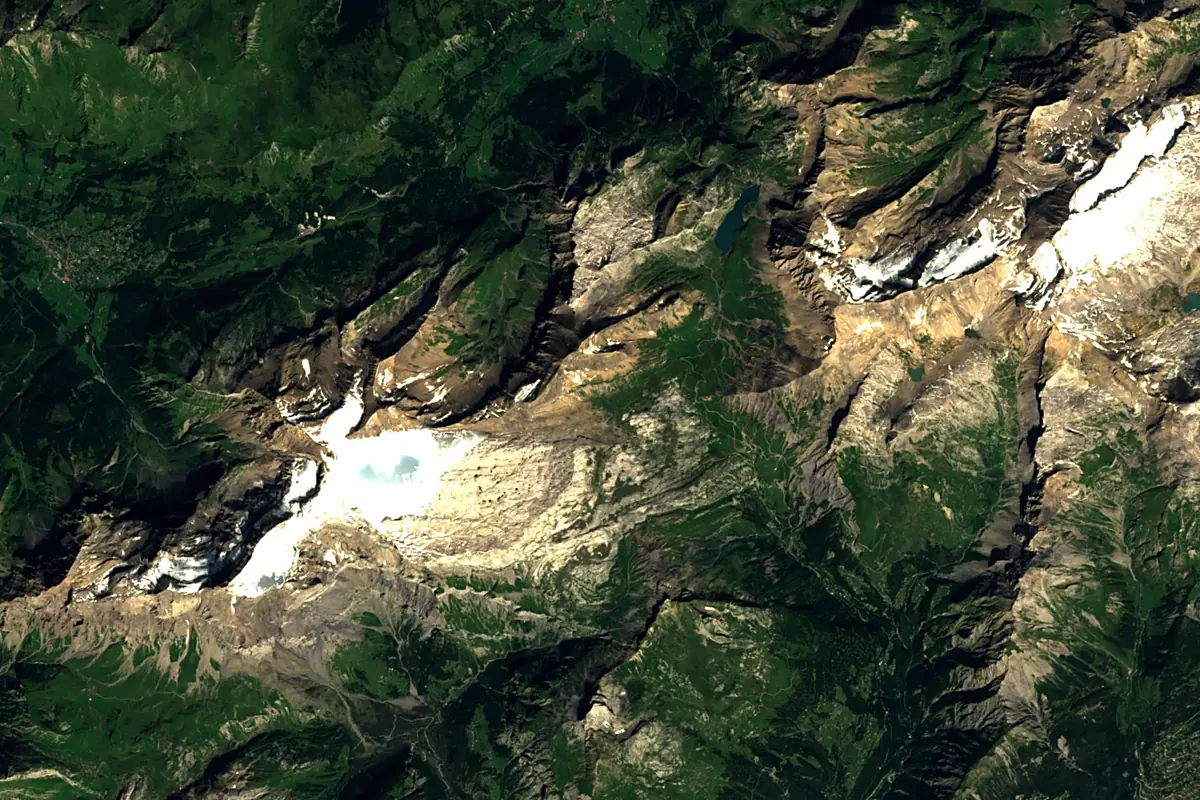 Saane/Sarine: satellite view of the source