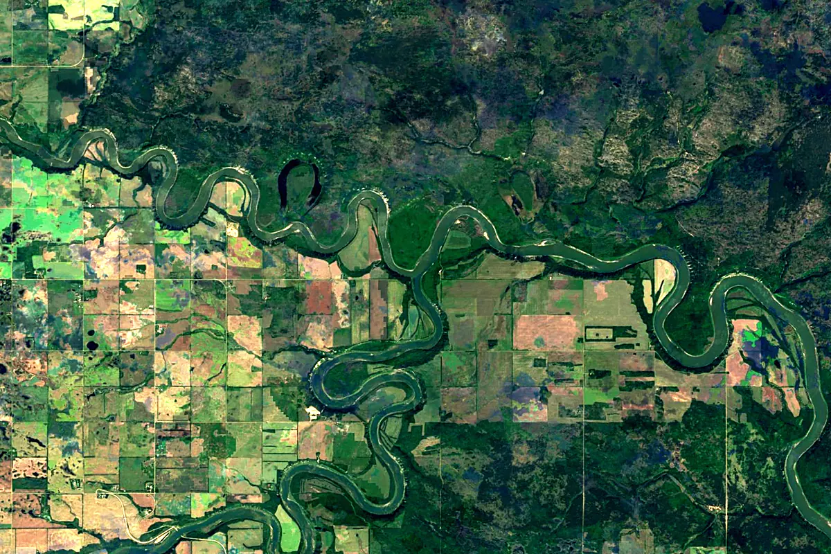 Saskatchewan River: satellite view of the source