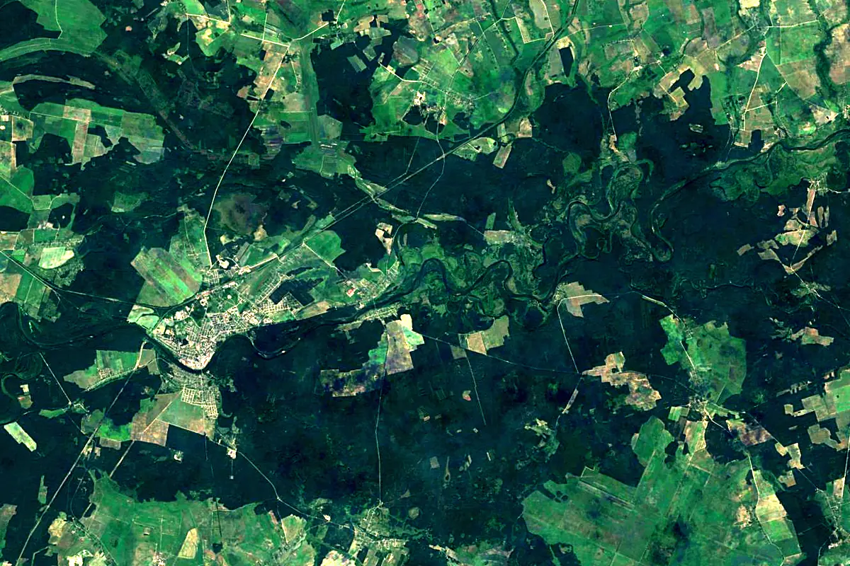 Ščara: satellite view of the mouth