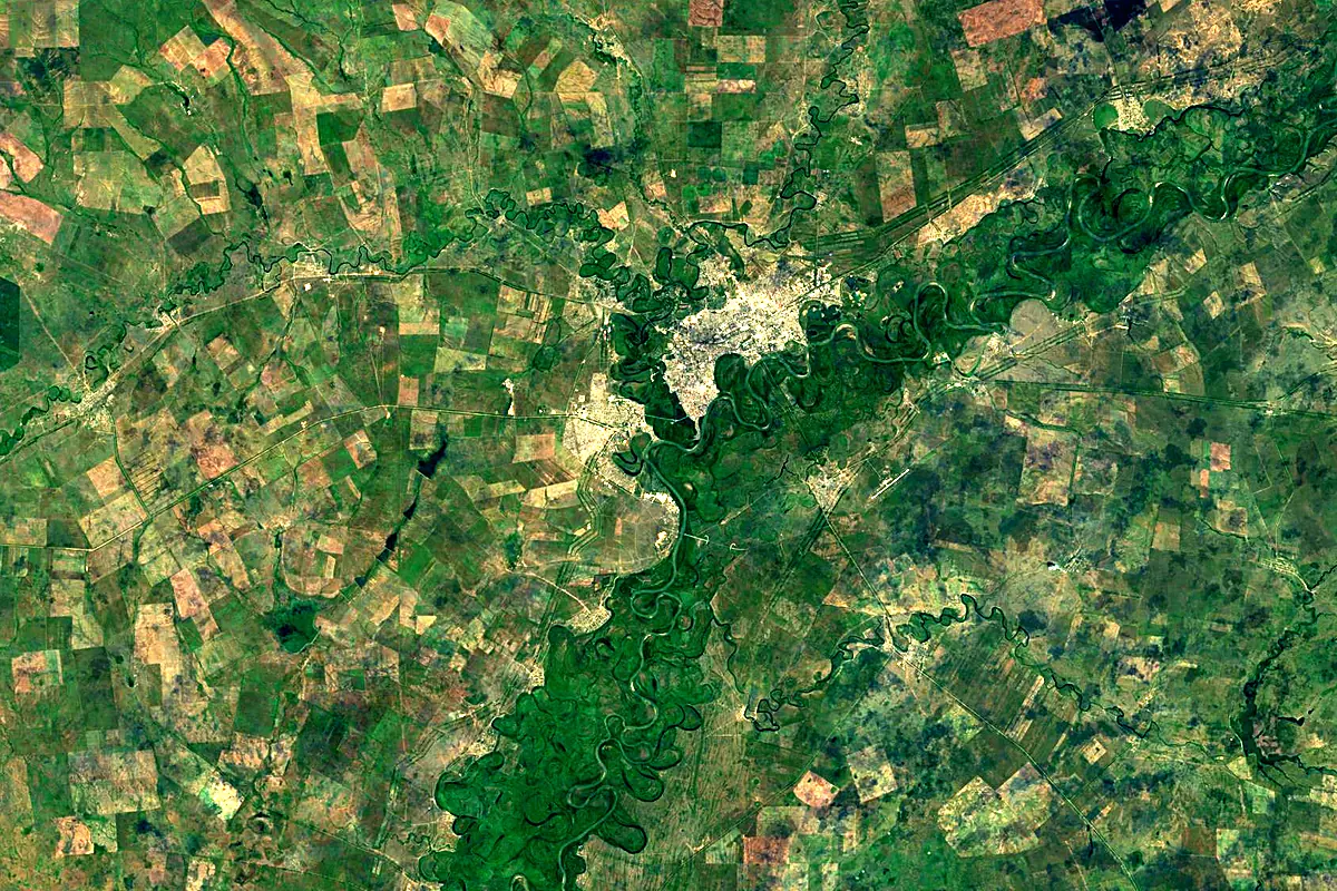 Shagan: satellite view of the mouth