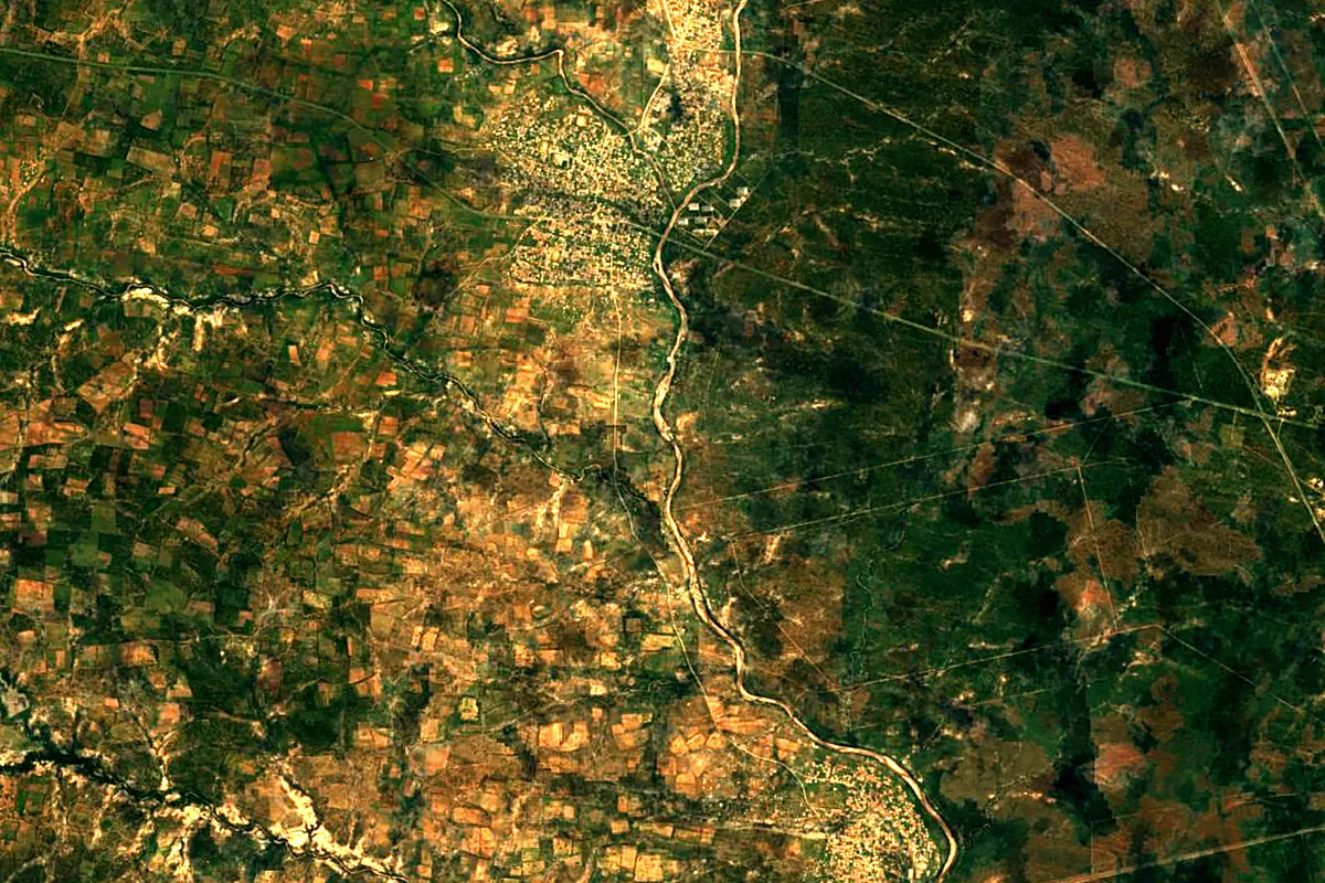 Shashe River: satellite view of the source