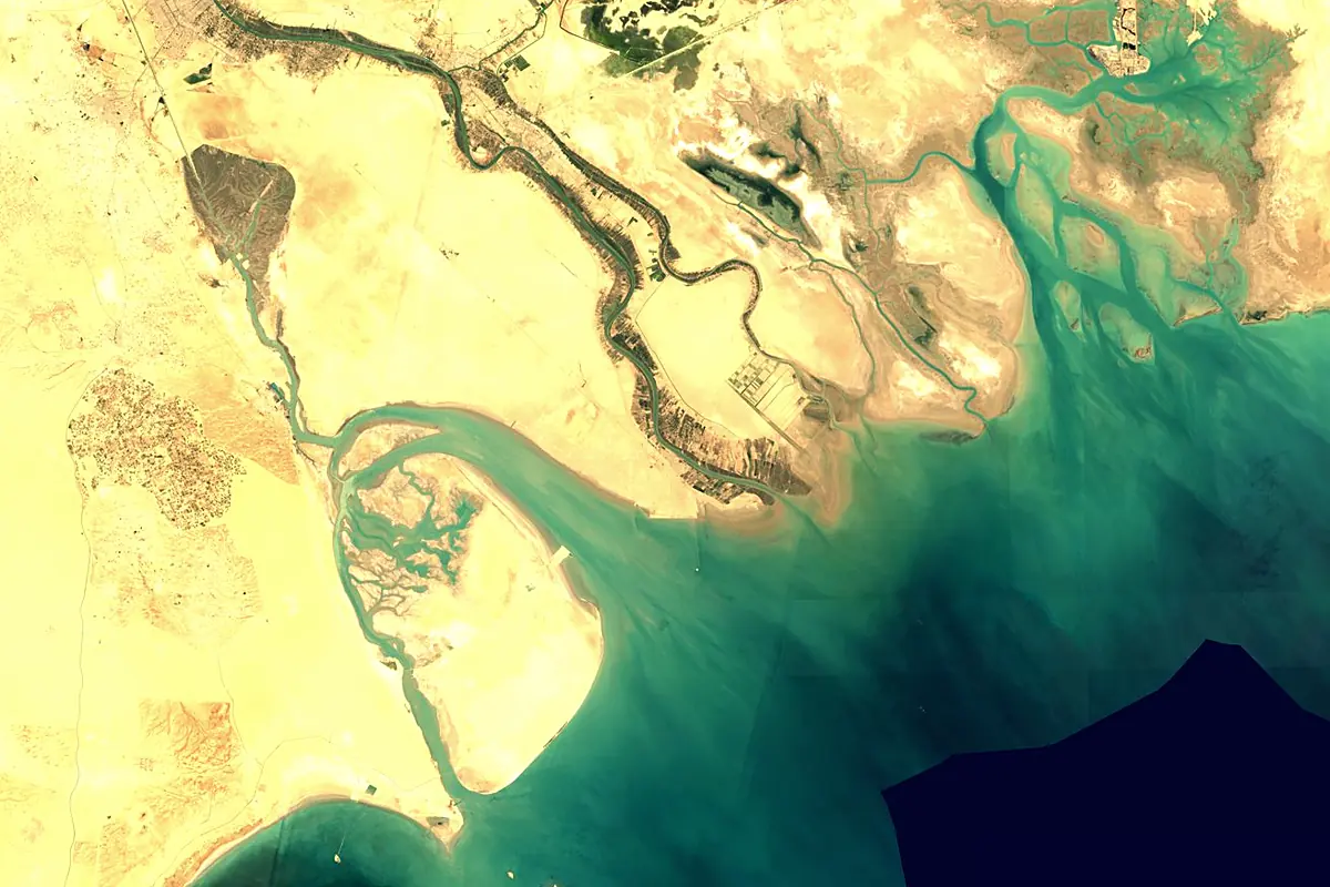 Shatt al-Arab: satellite view of the mouth