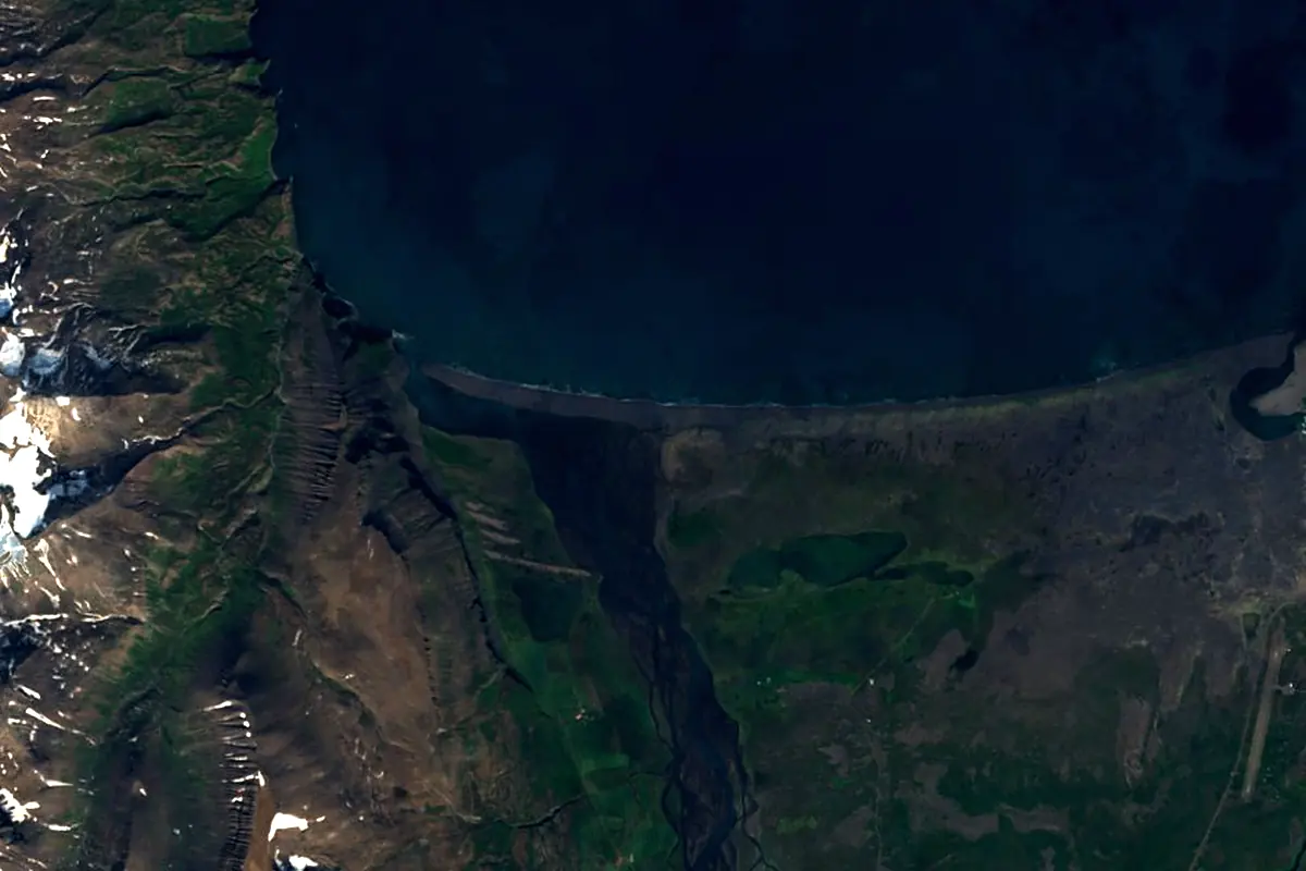 Skjálfandafljót: satellite view of the mouth