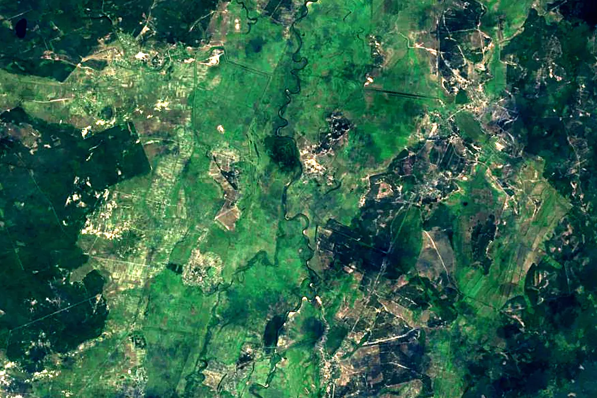 Sluch River: satellite view of the mouth