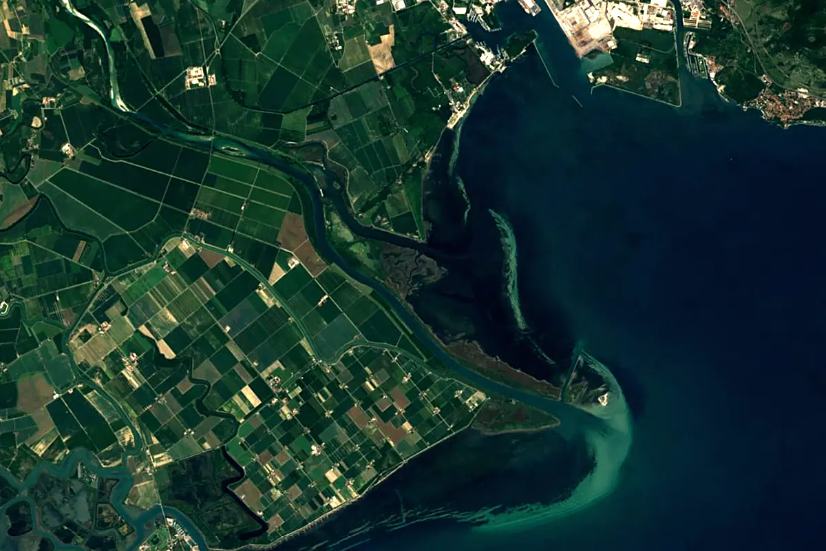 Soča: satellite view of the mouth