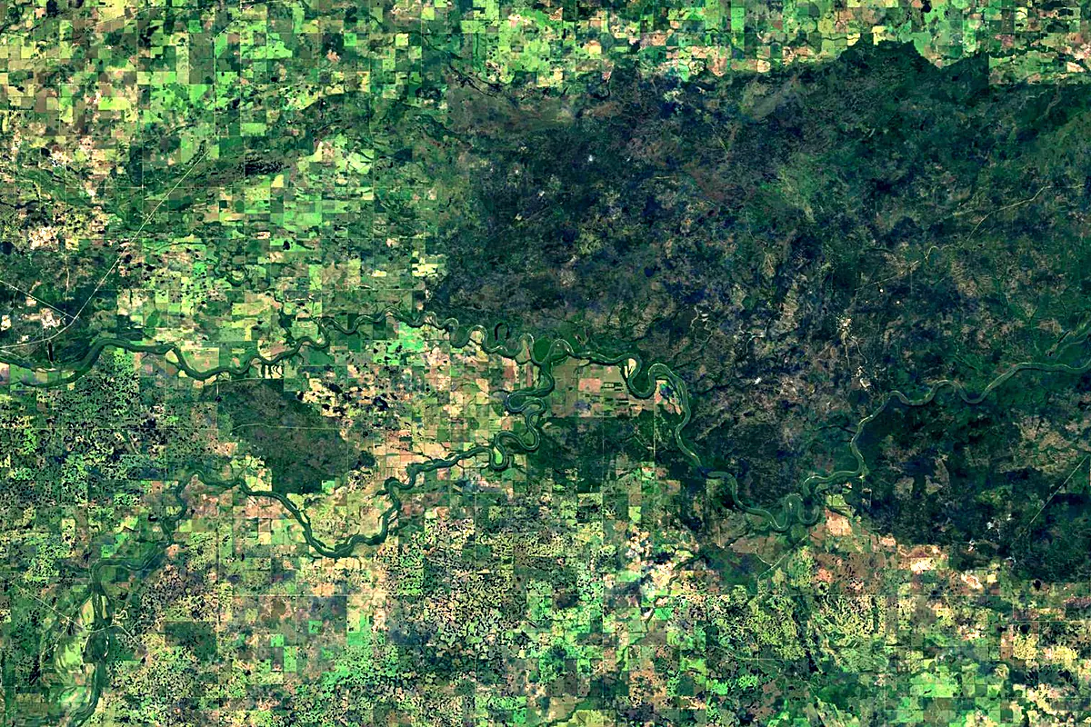 South Saskatchewan River: satellite view of the mouth