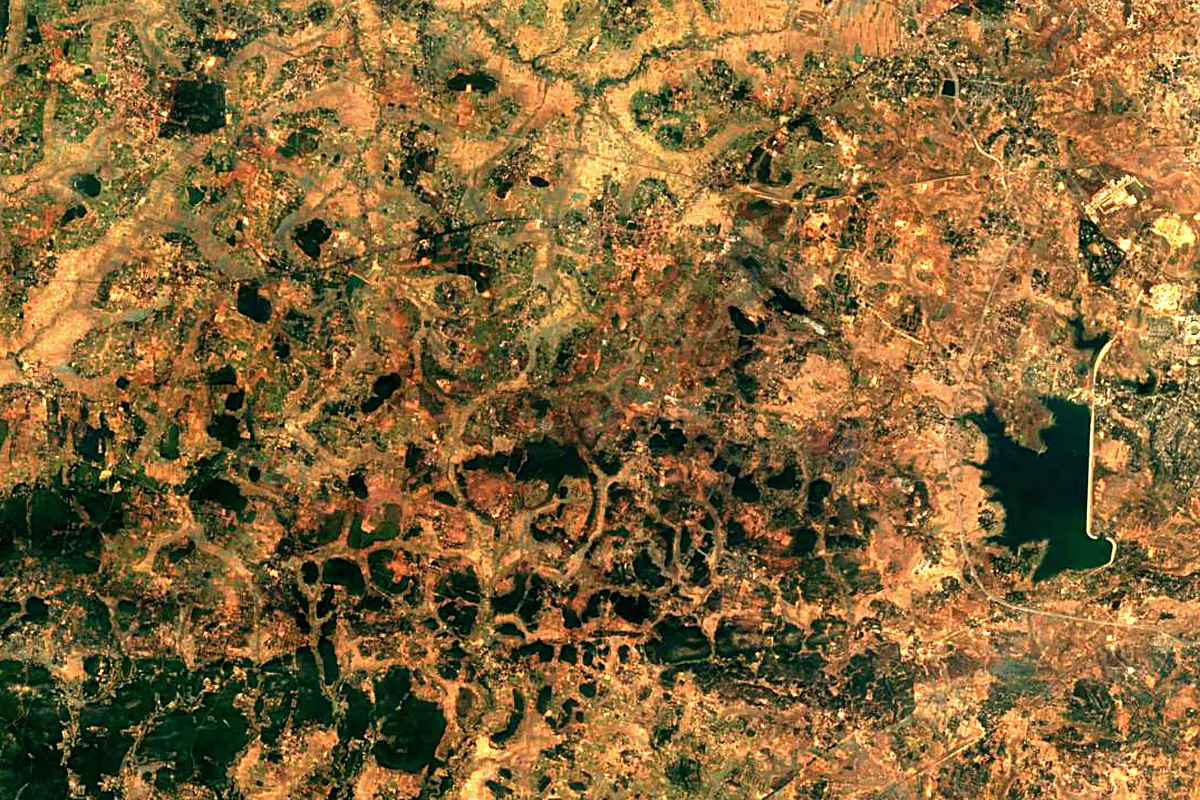 Subarnarekha River: satellite view of the source