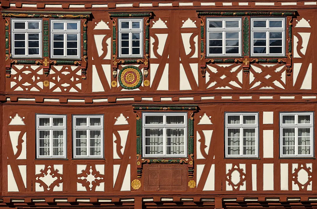 Mosbach - Altstadt - Marktplatz - Palmsches Haus - Südostfassade - Mittelteil