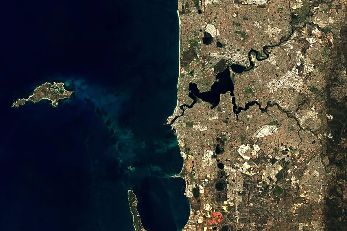 Swan River: satellite view of the mouth