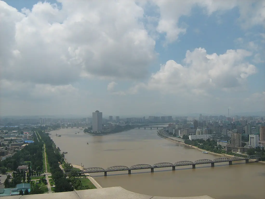 Taedong River, Pyongyang, from the Juche Tower
