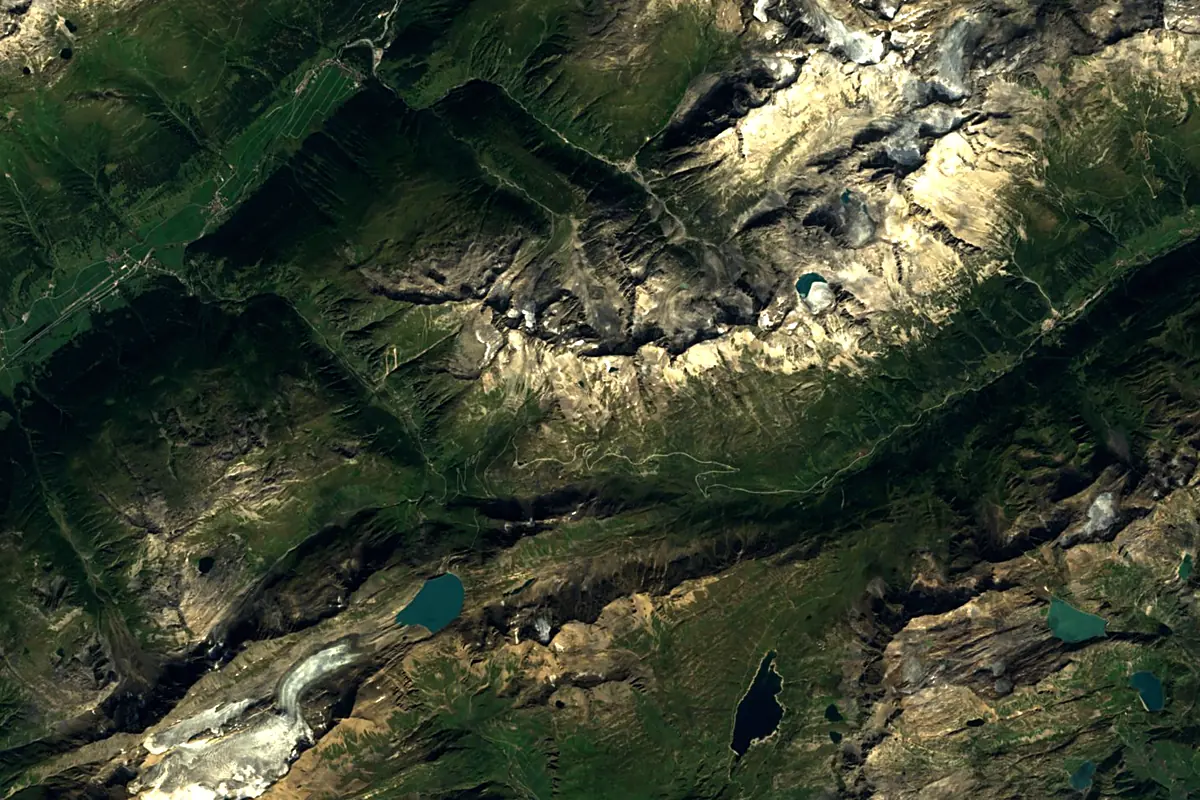 Ticino: satellite view of the source